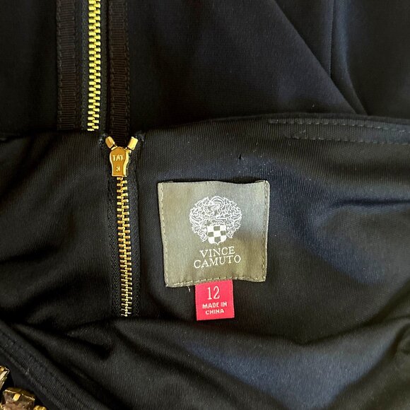 Vince Camuto Blue Embellished Beaded  Long Sleeve Shift Dress 12 - Picture 5 of 6